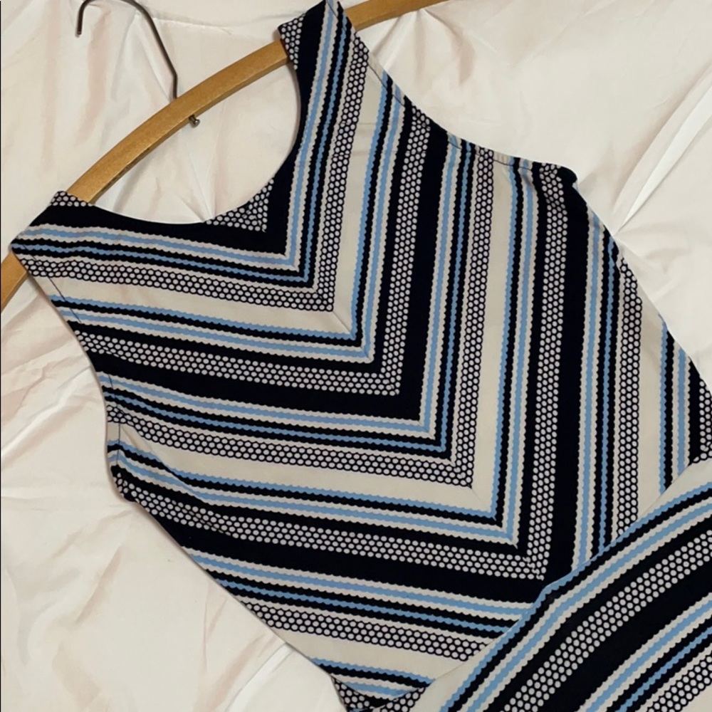 Derek Heart Blue Striped Skater Dress